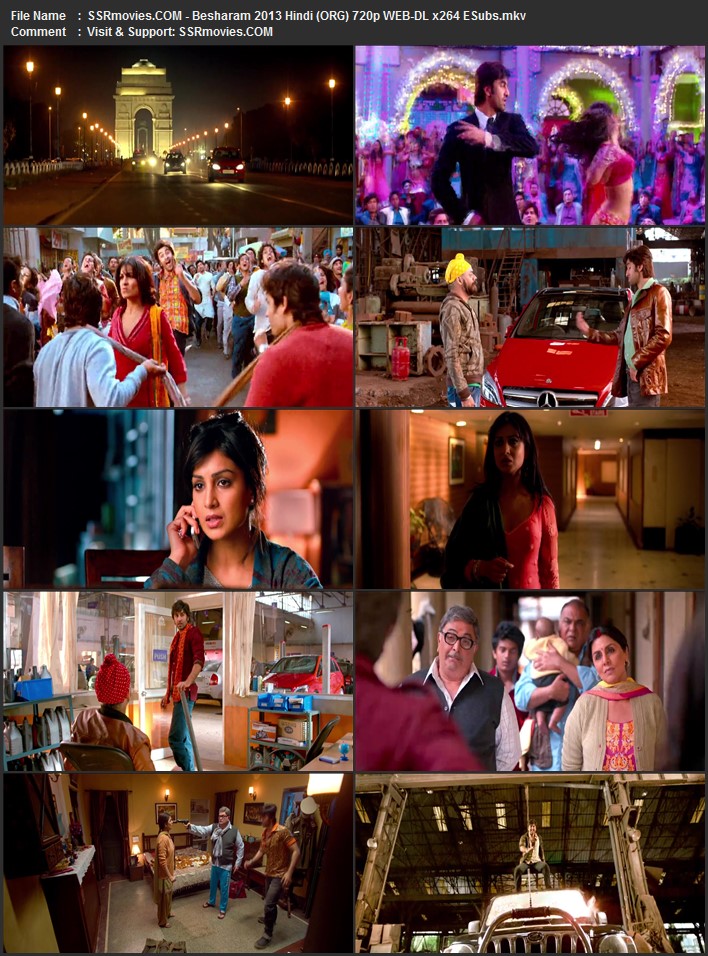 Besharam 2013 Hindi (ORG) 1080p 720p 480p WEB-DL x264 ESubs Full Movie Download