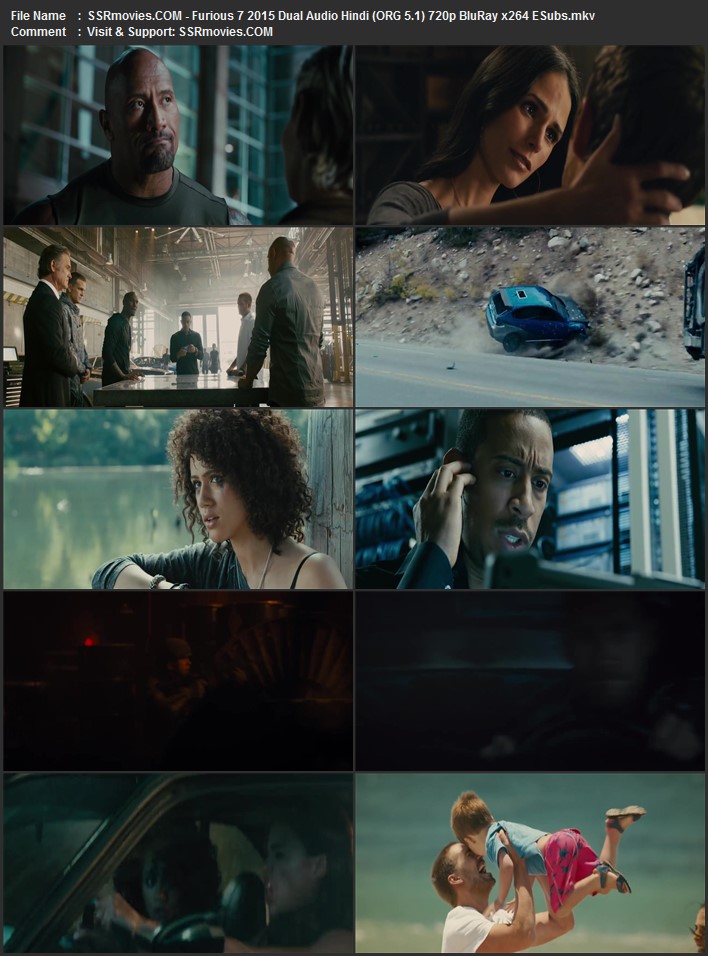 Furious 7 2015 Dual Audio Hindi (ORG 5.1) 1080p 720p 480p BluRay x264 ESubs Full Movie Download