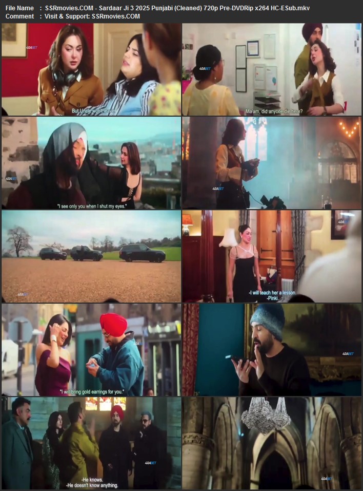 Sardaar Ji 3 2025 Punjabi (Cleaned) 720p 480p Pre-DVDRip x264 ESubs Full Movie Download