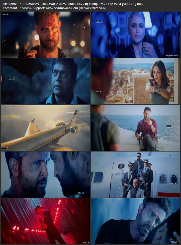 War 2 2025 Hindi (ORG 2.0) 1080p 720p 480p Pre-HDRip x264
