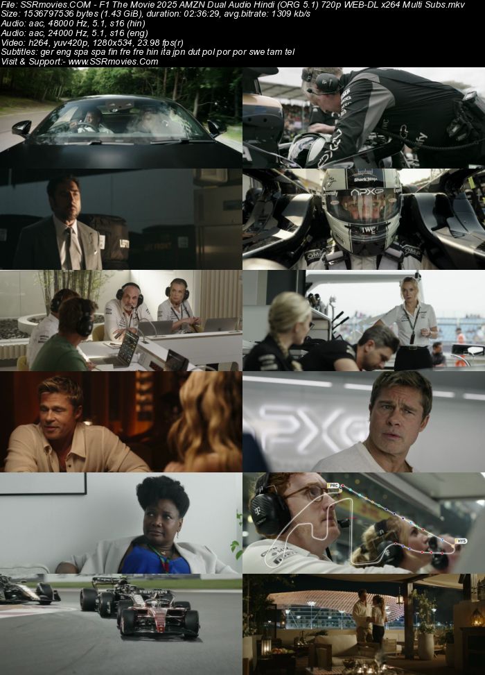 F1: The Movie 2025 AMZN Dual Audio Hindi (ORG 5.1) 4K 1080p 720p 480p WEB-DL x264 ESubs