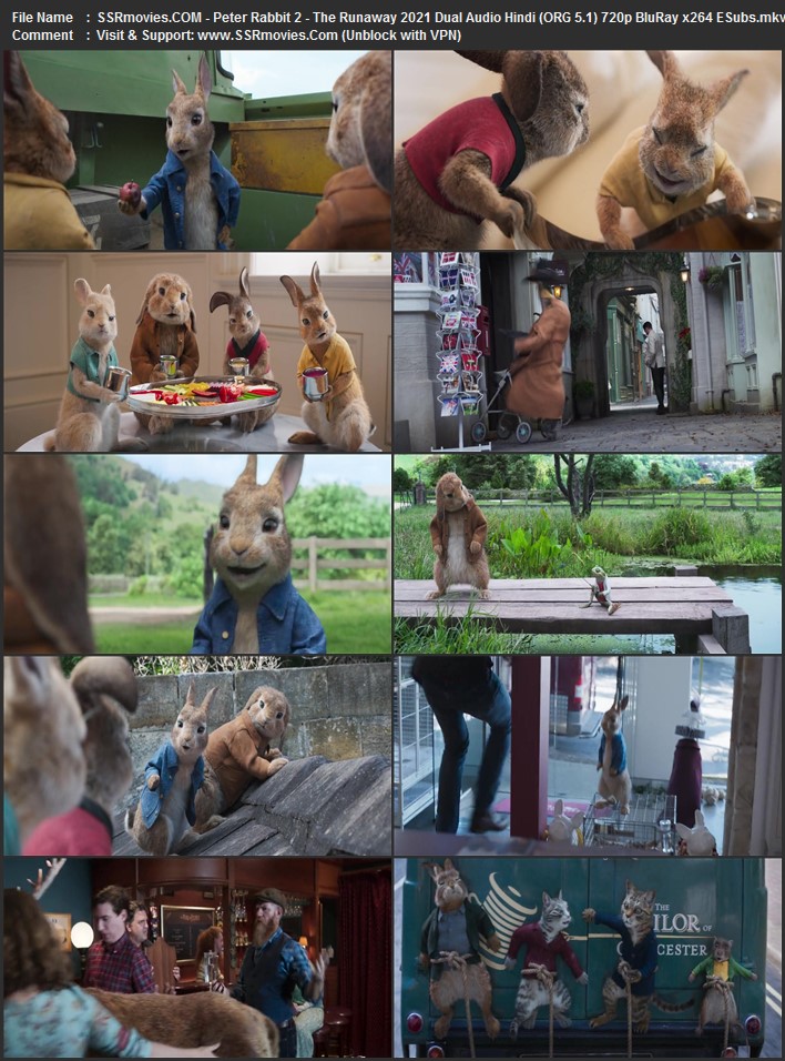 Peter Rabbit 2: The Runaway 2021 Dual Audio Hindi (ORG 5.1) 1080p 720p 480p BluRay x264 ESubs