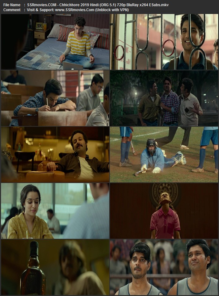 Chhichhore 2019 Hindi (ORG 5.1) 1080p 720p 480p BluRay x264 ESubs