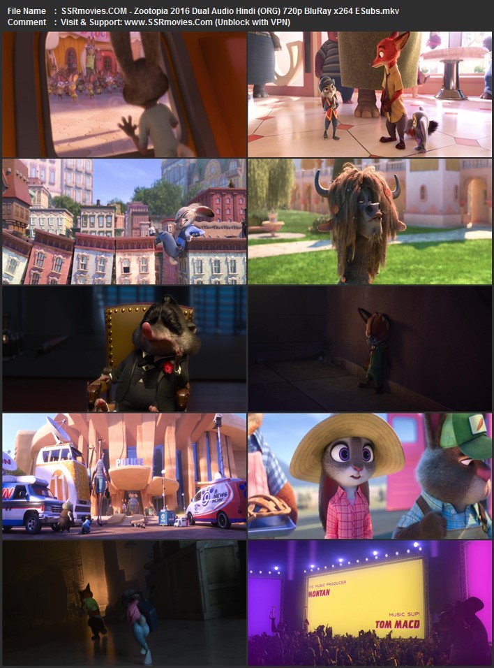 Zootopia 2016 Dual Audio Hindi (ORG) 1080p 720p 480p BluRay x264 ESubs
