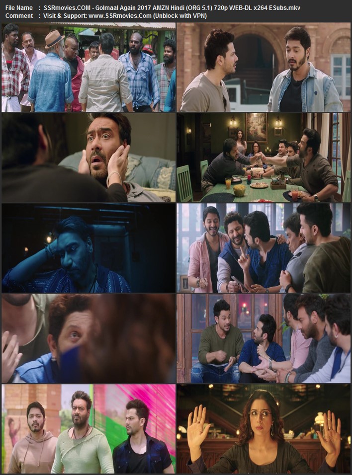 Golmaal Again 2017 Hindi (ORG 5.1) 1080p 720p 480p WEB-DL x264 ESubs Golmaal Again 2017 Hindi (ORG 5.1) 1080p 720p 480p WEB-DL x264 ESubs