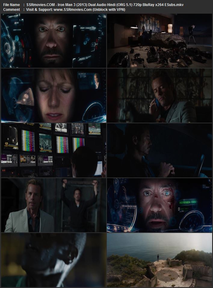 Iron Man 3 2013 Dual Audio Hindi (ORG 5.1) 1080p 720p 480p BluRay x264 ESubs