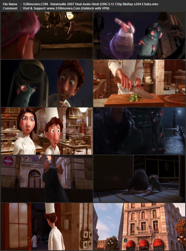 Ratatouille 2007 Dual Audio Hindi (ORG 5.1) 1080p 720p 480p BluRay x264 ESubs